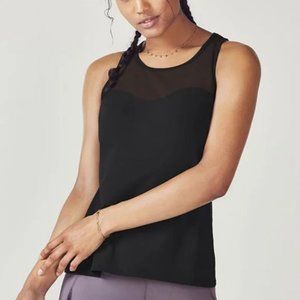 Fabletics Black Helena Half Mesh Tank Size XS